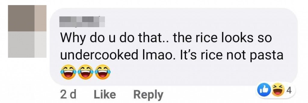 Comment rice not pasta