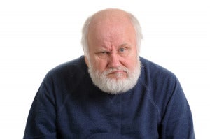 119688833 Dissatisfied Displeased Old Man Isolated Portrait