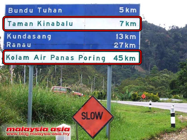 mount kinabalu park poring road sign