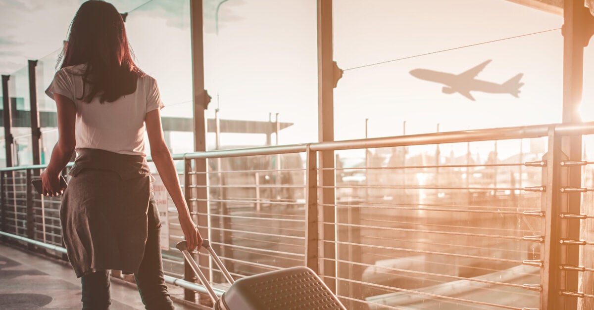 Woman Airport Luggage Terminal