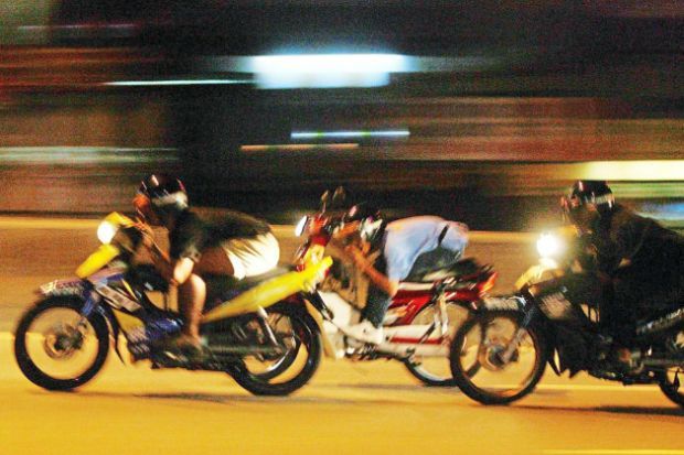 Mat Rempit Motorcycle On Road