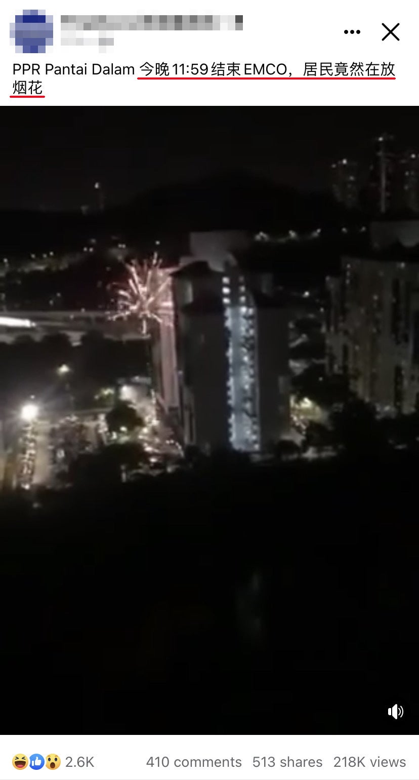 PPR Pantai dalam end EMCO fireworks