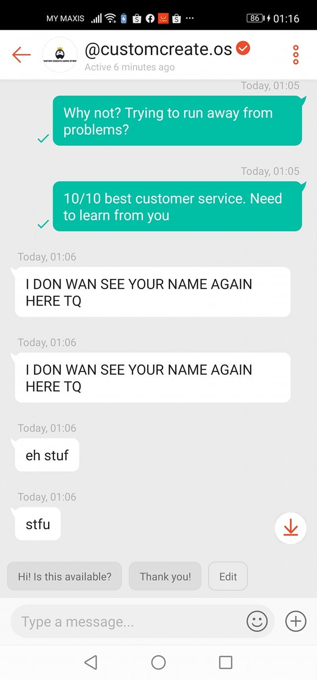 Rude Shopee Customer Service I call you buy 12