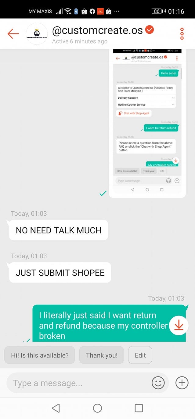 Rude Shopee Customer Service I Call You Buy 9