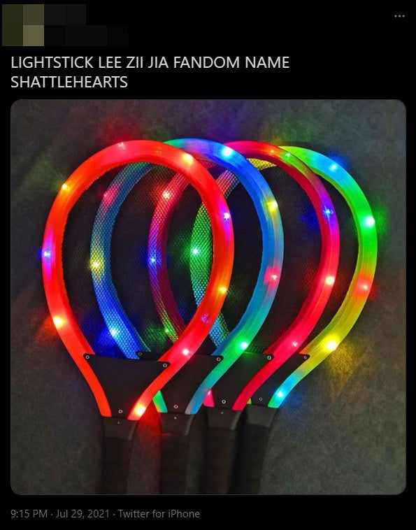 Twitter Lee Zii Jia fandom and lightstick 1