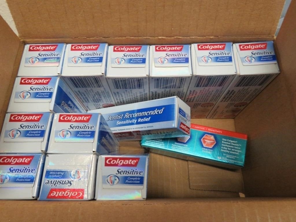 a box of toothpastes