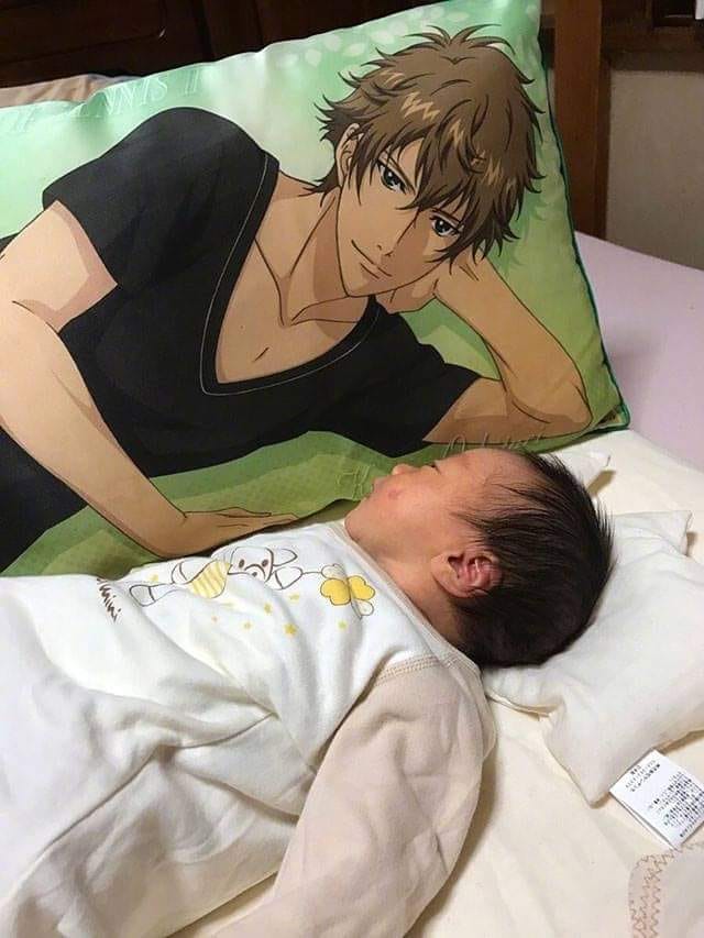 Baby Stop Crying With Handsome Pillow Beside