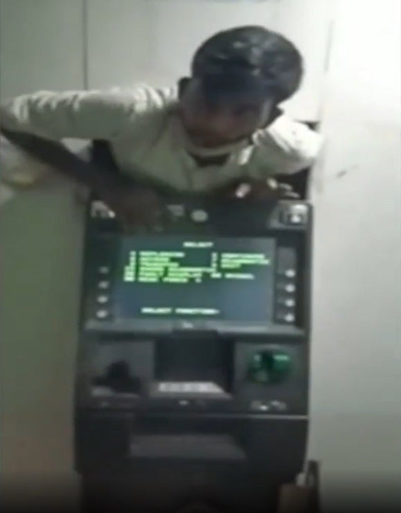 Indian Man Stuck Between Atm And Wall While Robbery