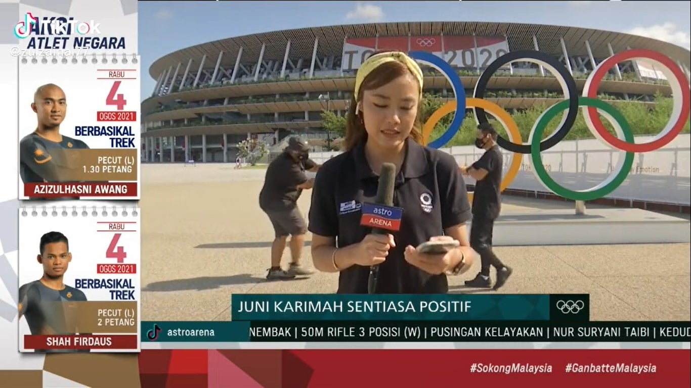 SS 2 journalist TikTok at the back in Olympic stadium during Astro Arena Live