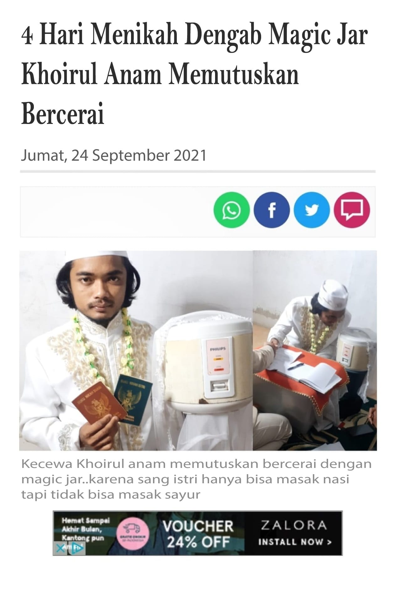 Indonesian man married a rice cooker and got a divorce 4 days later 4