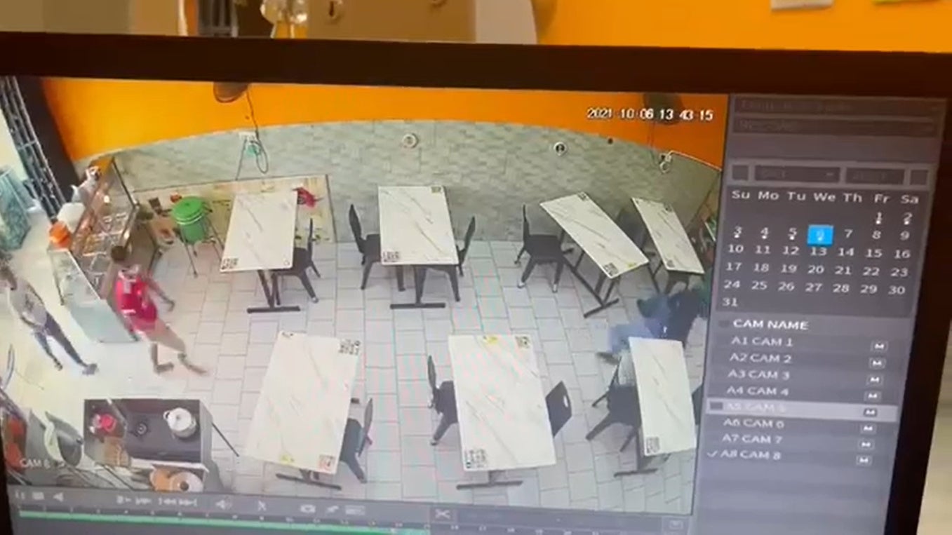 SS 3 man beats wife in restaurant