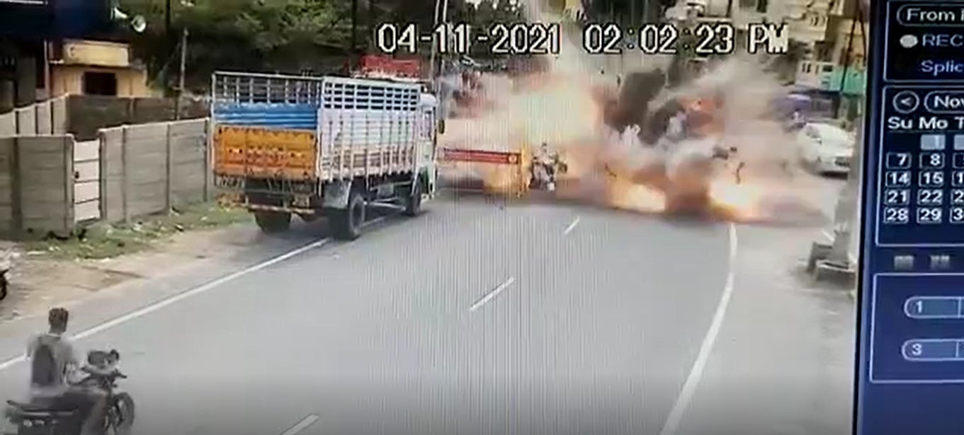 10 firework exploded on motorcycle father and son died