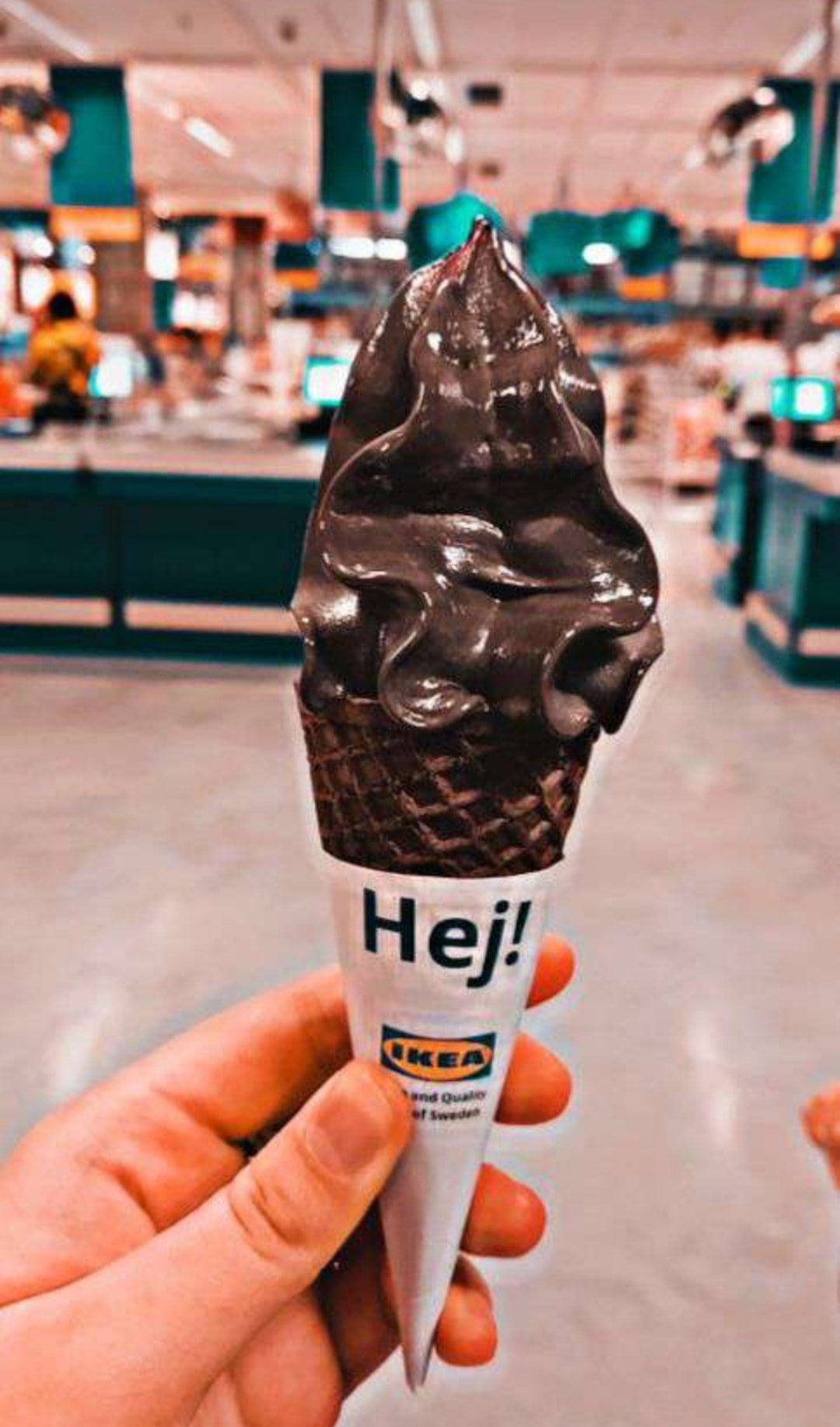 IKEA black charcoal caramel soft serve