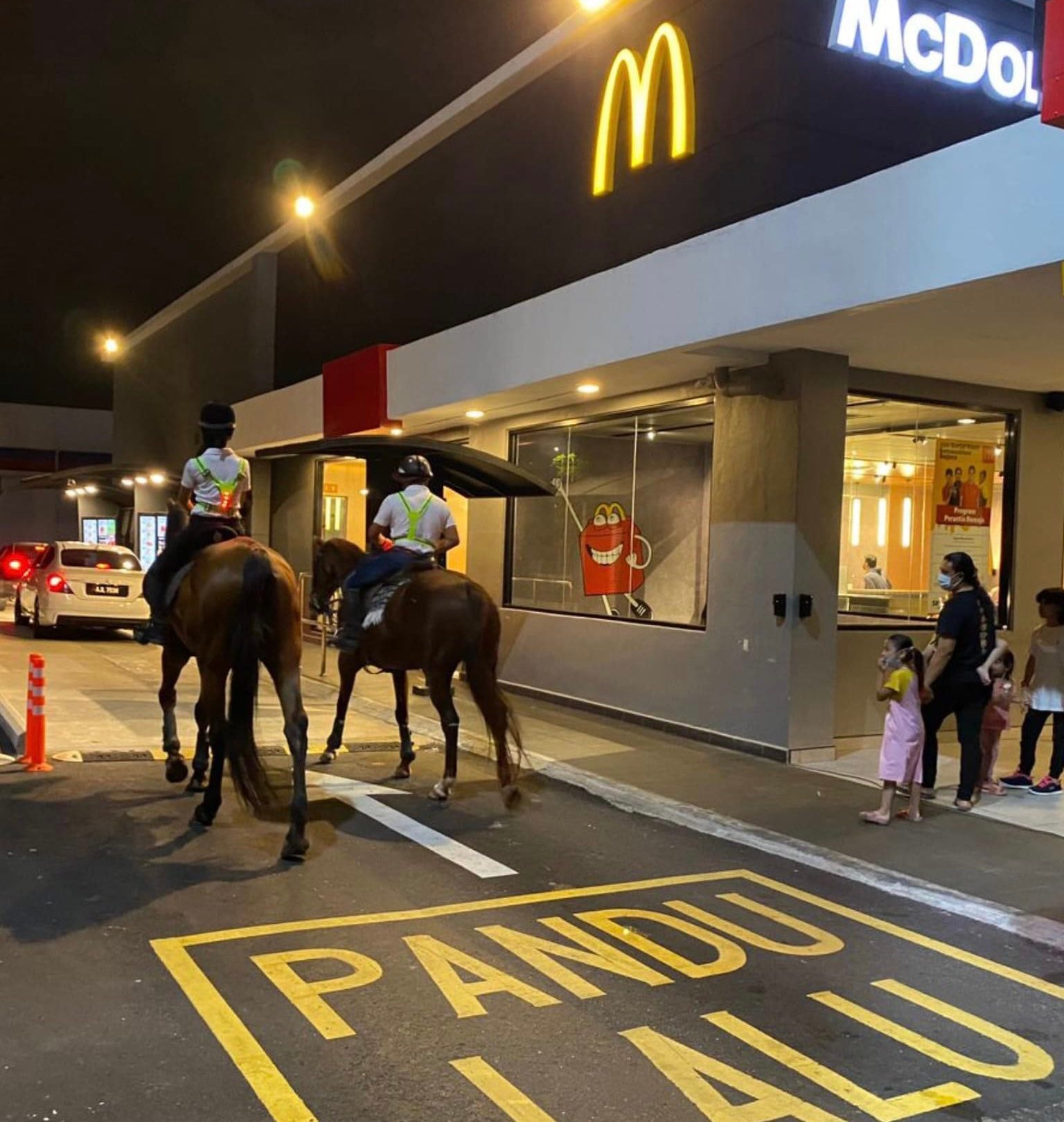 horse ride drive thru mcd mcdonalds cyberjaya malaysia