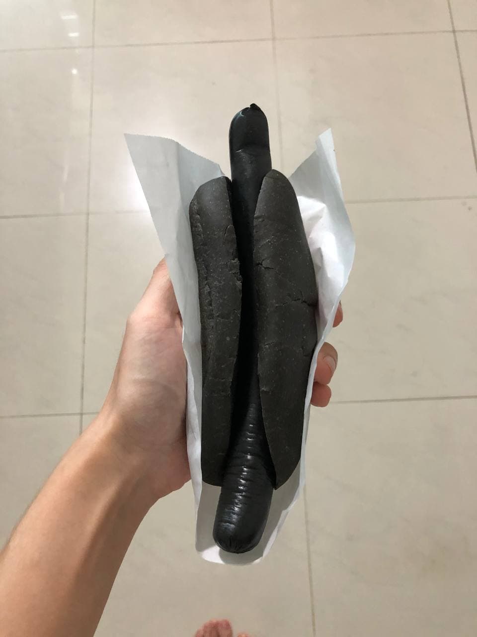 ikea charcoal hotdog black with bun