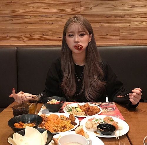 Korean Girl Eating Food