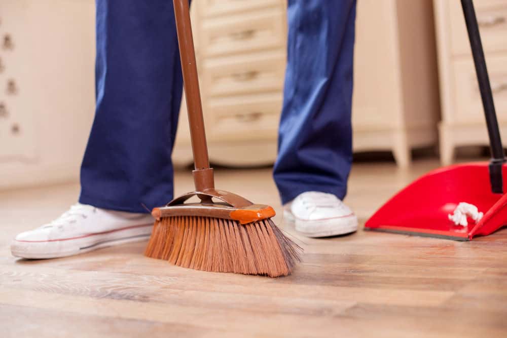 sweeping floor