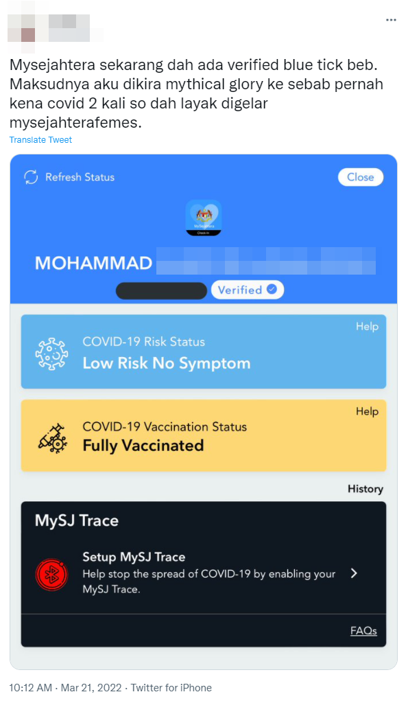 Tweet mysj verified blue tick