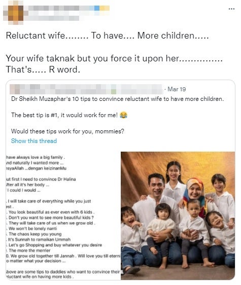 Tweet netizen comments on tips to convince reluctant wife to have children 3