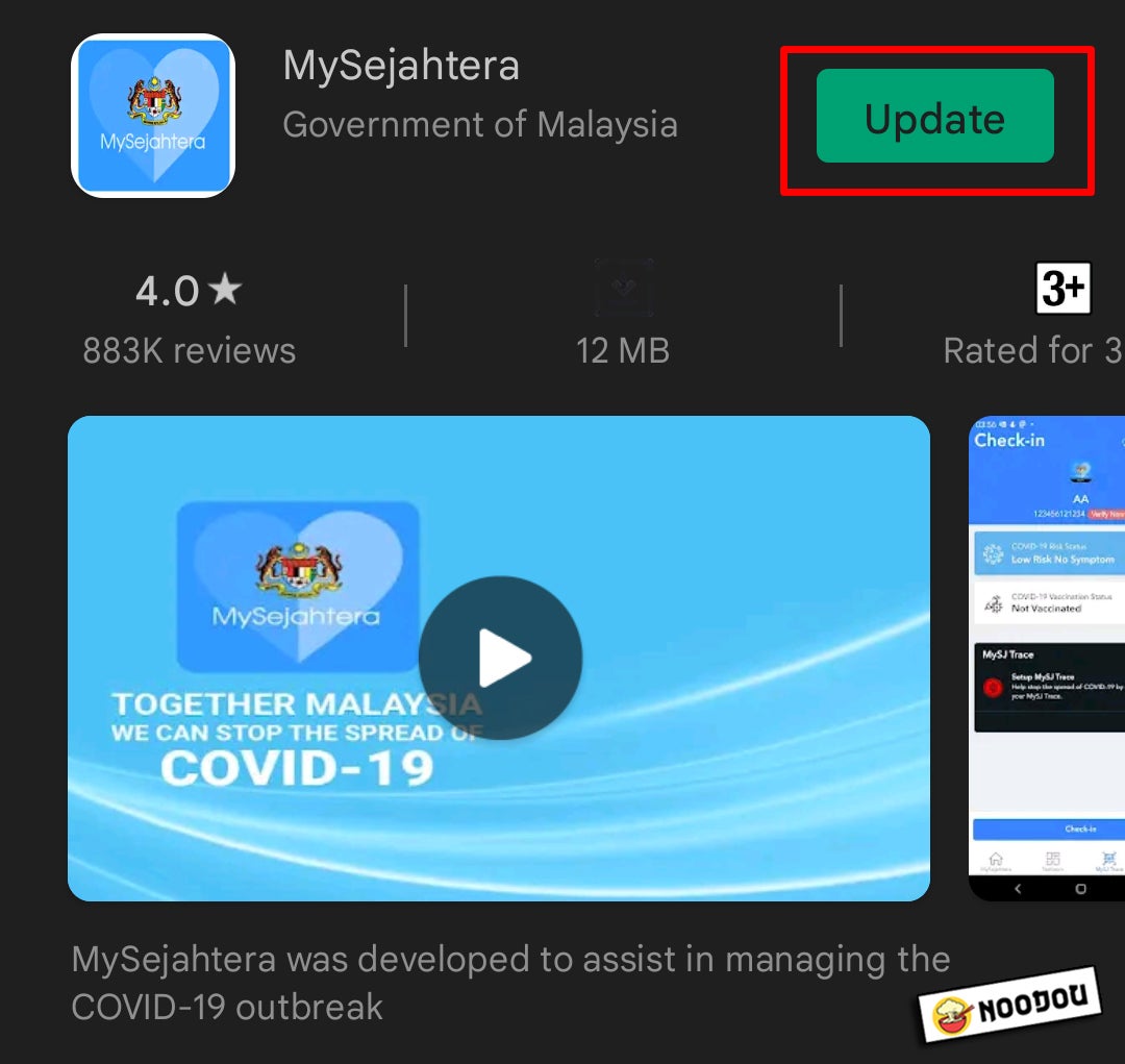 update mysejahtera app google play store