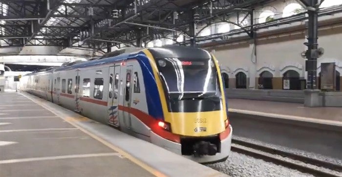 ktm komuter train at kuala lumpur station