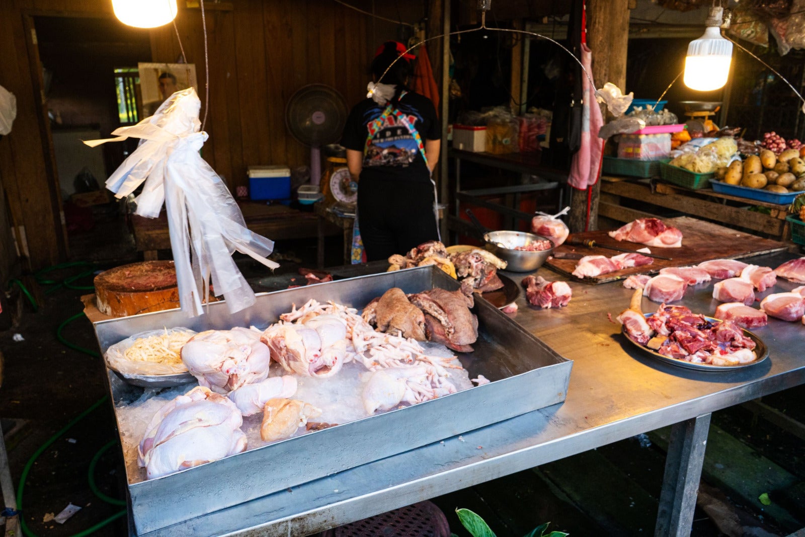 Chicken meat seller market stall