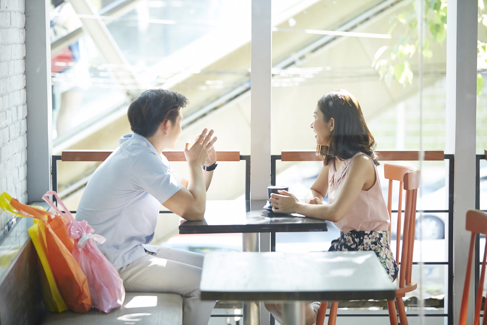 couple woman man dating coffee cafe
