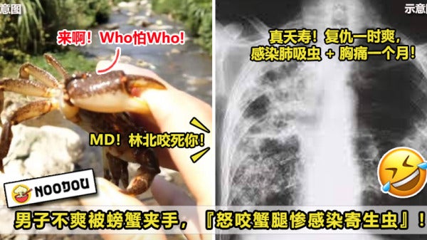 不爽被螃蟹夹到手，男子怒把蟹腿咬碎惨感染寄生虫！New New New