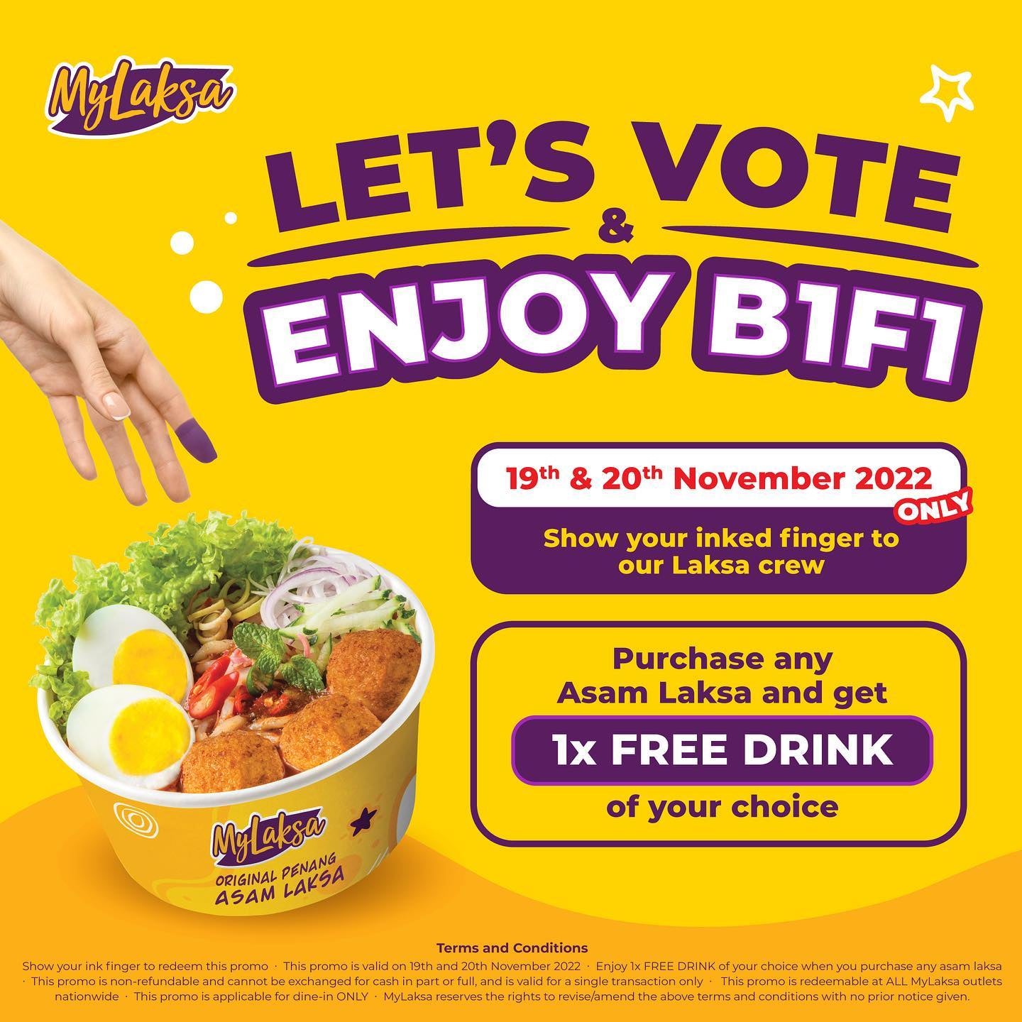 Mylaksa 1119 Voting Day Promotion Free Drink