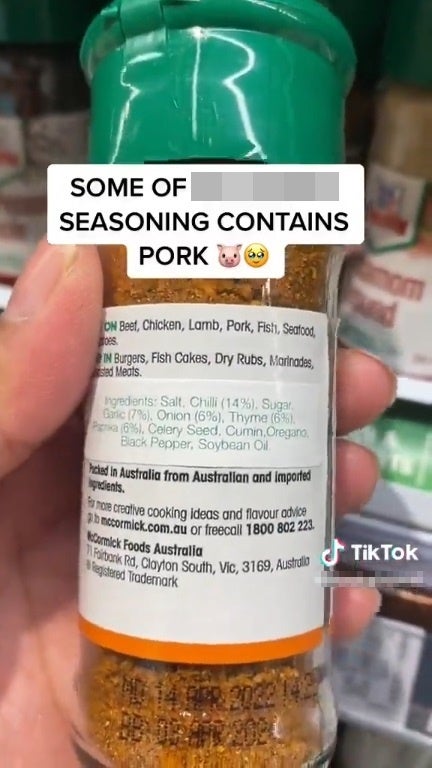 SS 1 woman claims spice contains pork word use on 2