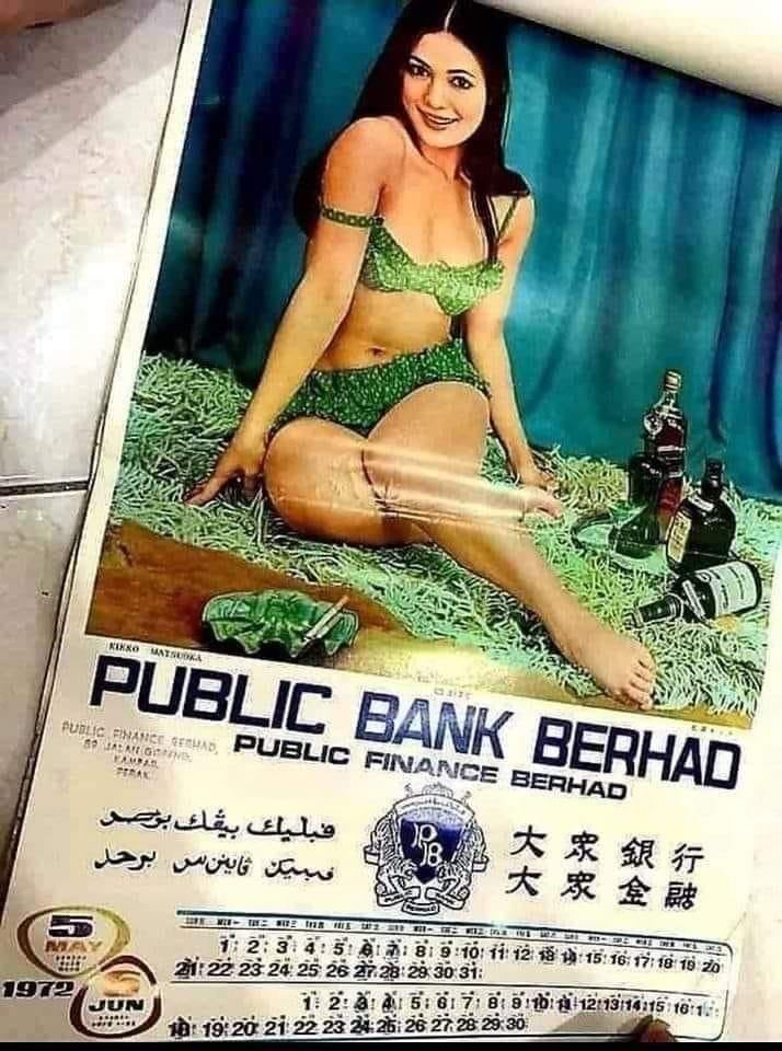 Public Bank 1975 Malaysia Calendar Hot Girl Alcohol Jawi