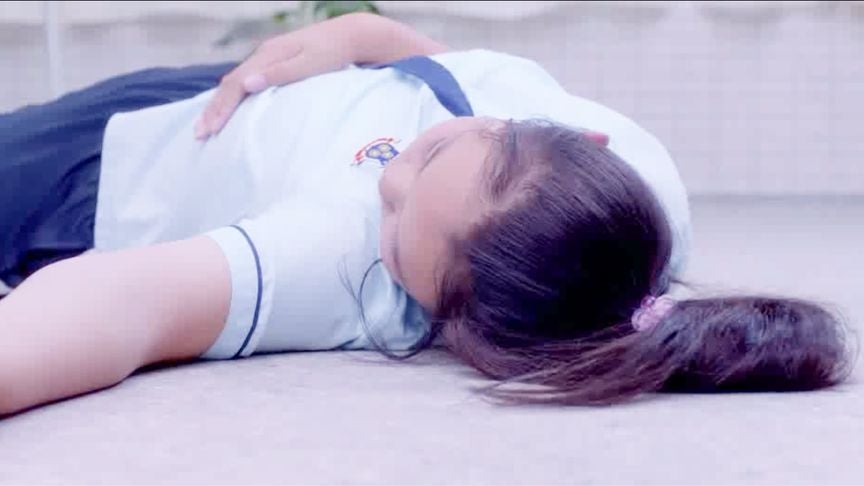 girl fainted floor school uniform
