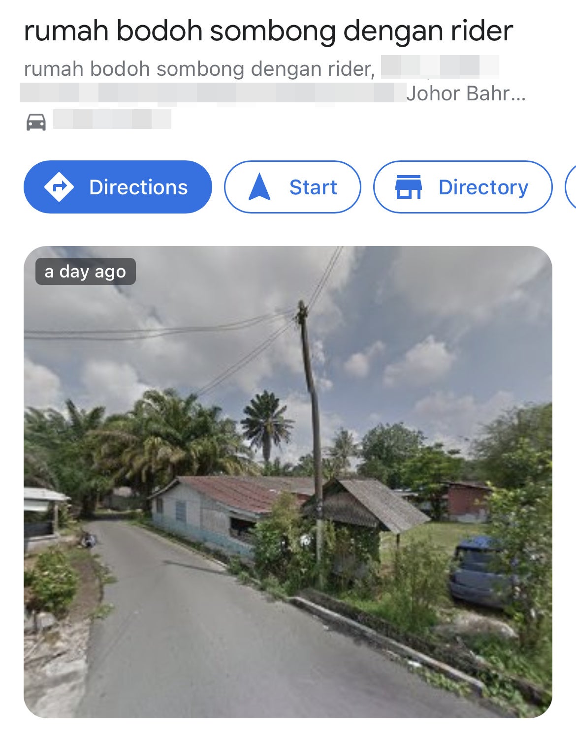 rumah bodoh sombong dengan rider google maps