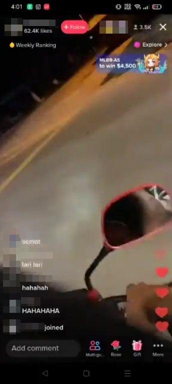 SS8 mat rempit chase and caught by police live in tiktok