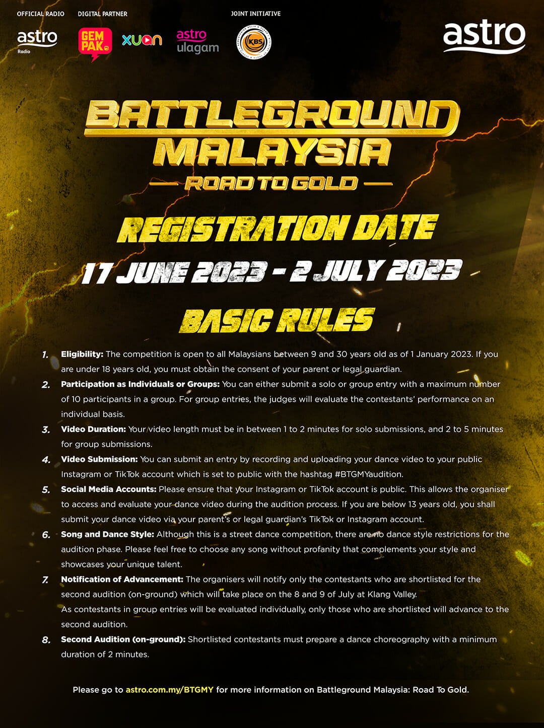 Battleground Malaysia Road to Gold Rules