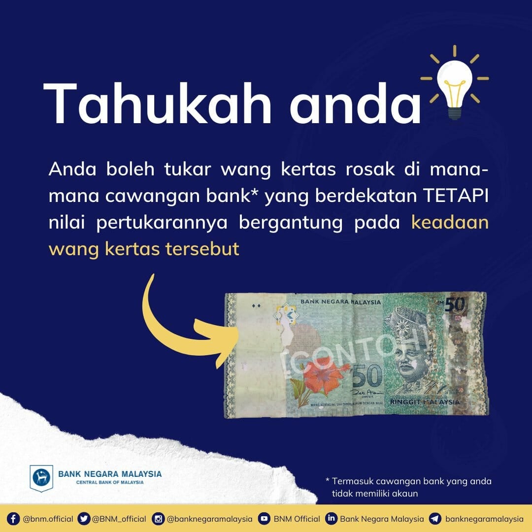 change spoiled money in bank bank negara malaysia