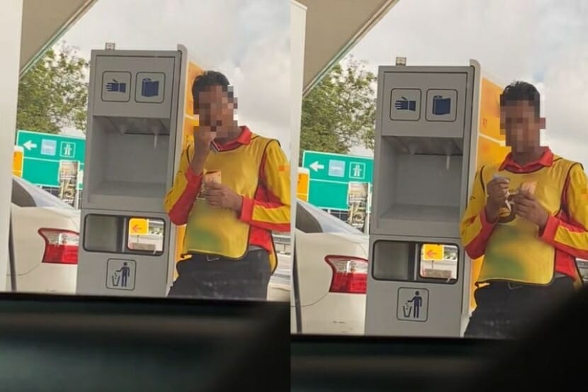 Petrol Station Staff Use Cash As Toothpick