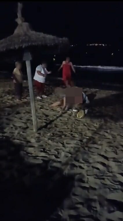 ss 7 women sx on beach hit by slipper sand 2