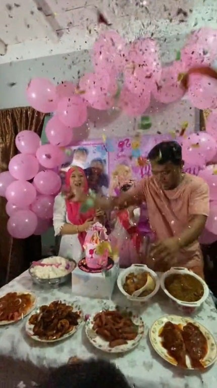 ss 4 daughter birthday party popper lands on food recook