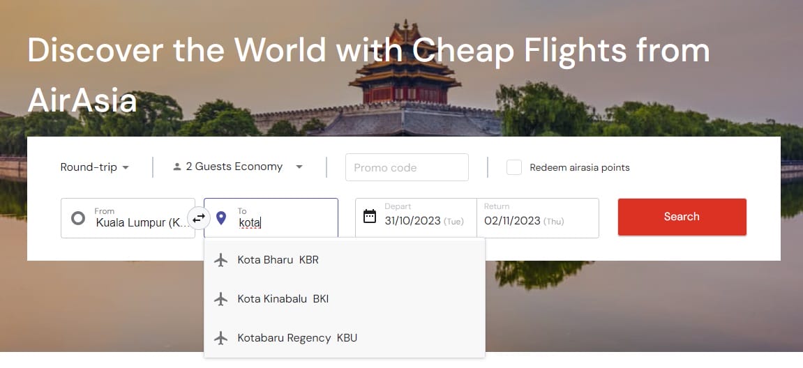 Kota Bahru Kota Kinabalu Flight Tickets Option Choose Wrong 2