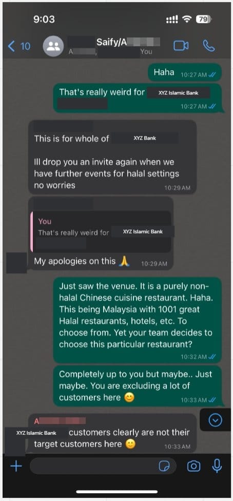 Bank islamic invited muslim customer to attend non halal event 3