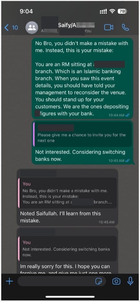 Bank islamic invited muslim customer to attend non halal event 6