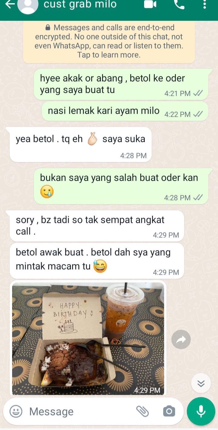 Customer Ordered Nasi Lemak Kari Ayam Milo Powder Through App 3