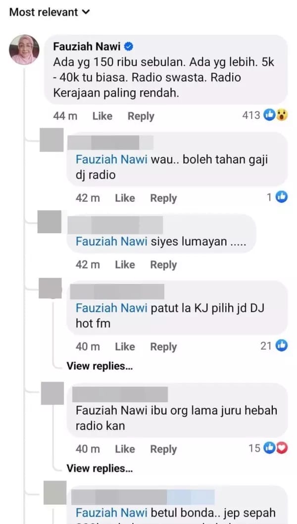 Fauziah Nawi radio dj salary