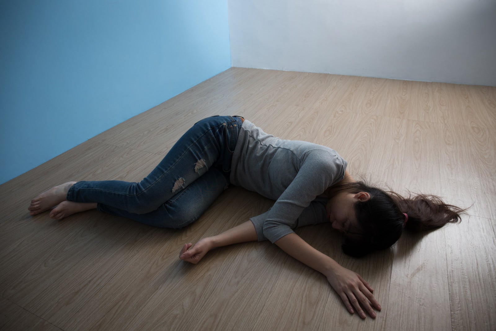 Young Woman Girl Lying On Room Floor 123Rf