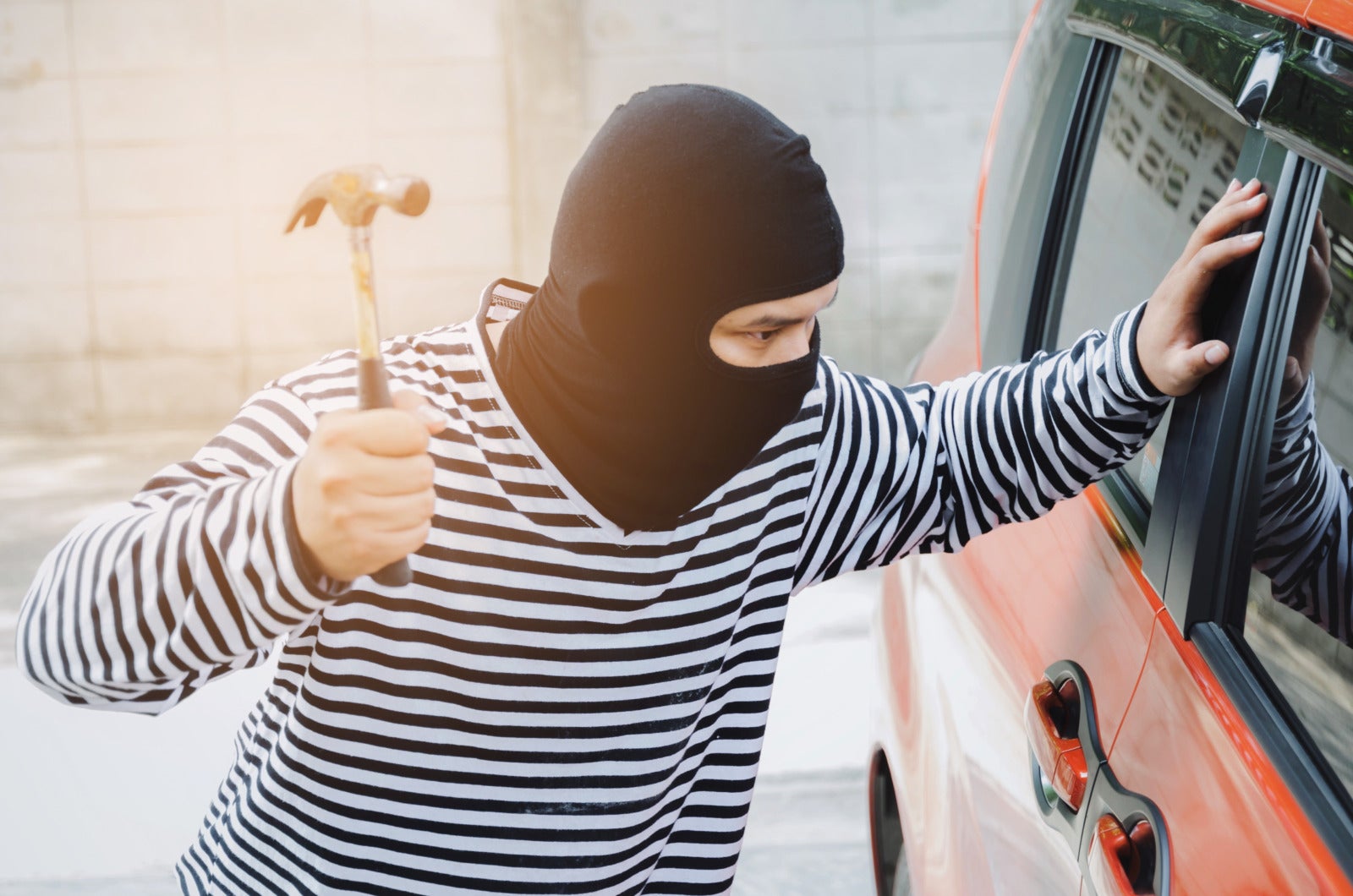 Robber Thief Break In Car Window Smash Steal Things 123Rf