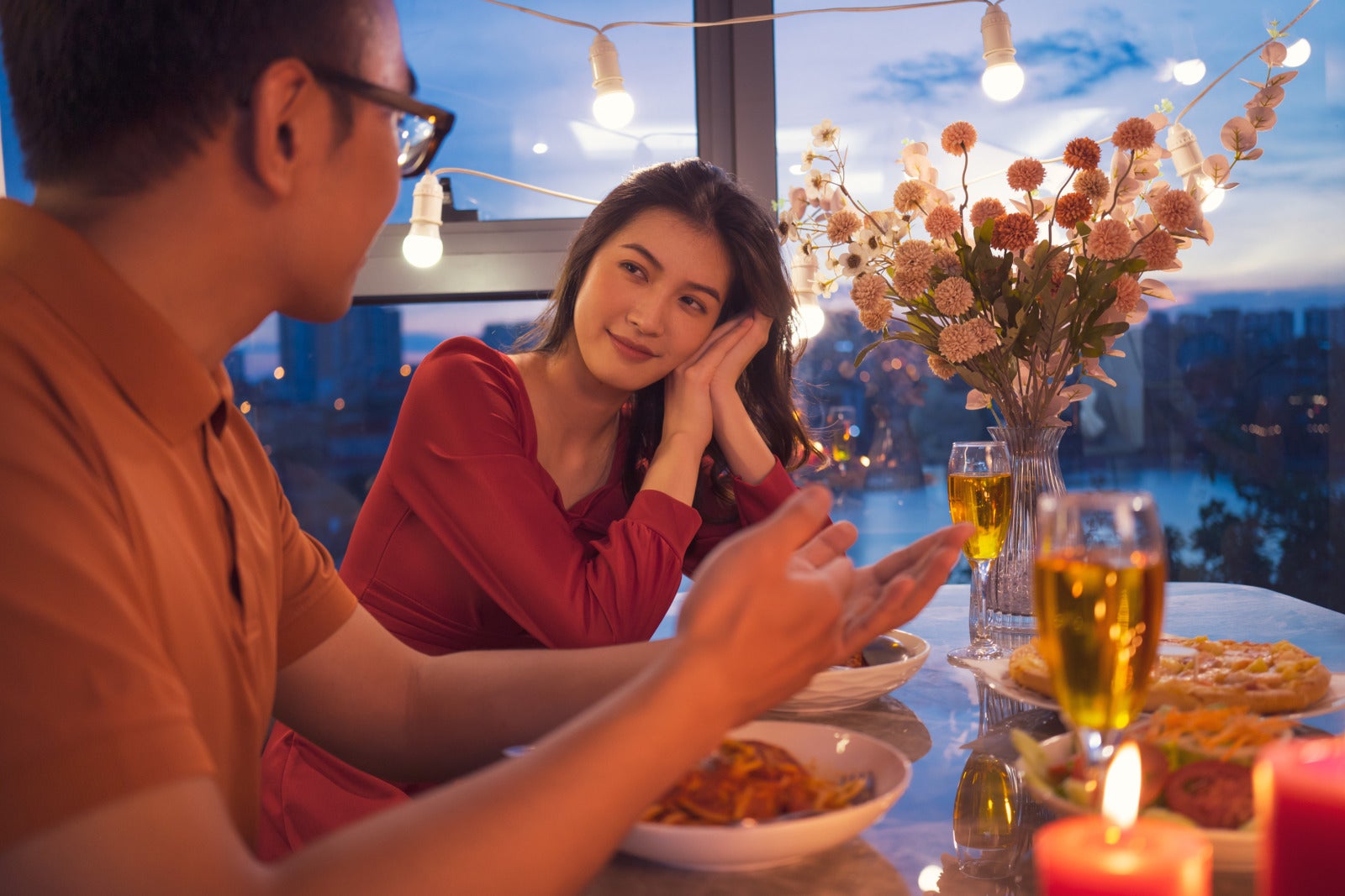 asian couple dating night restaurant 123rf