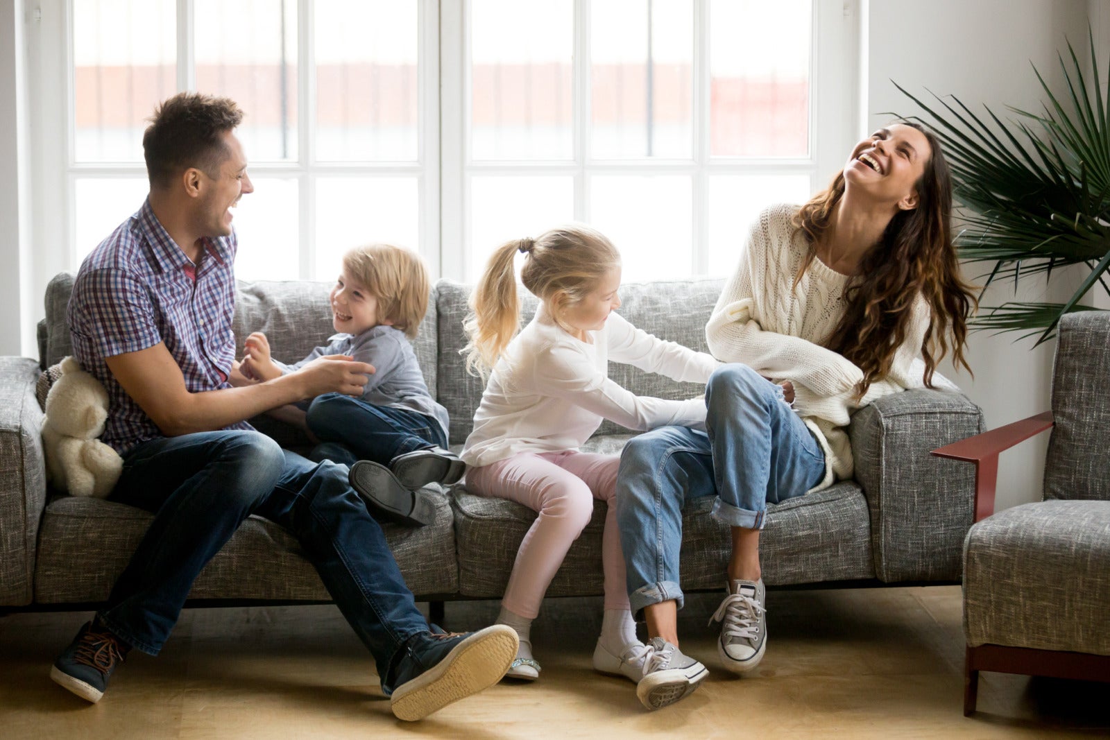 Couple Kid Parents Family Living Room Happy Playing 123Rf