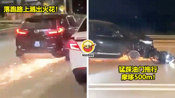 car hit and run with dragging motor 500m