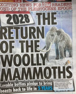 Woolly Mammoth Deextinction Newspaper